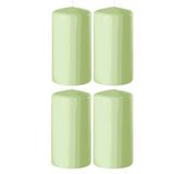 Enlightening Candles Bougie cylindrique - 4x - bougie conique - vert clair - D6 x H15 cm - 58 heures de combustion
