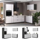 Vicco Keuken Fame-Line, Wit Landhuis/Antraciet, 220 x 120 cm