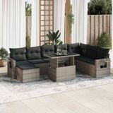 Maison Exclusive - Ensemble de meubles de jardin 9 pièces avec canapé et coussins, gris, en polyrotin