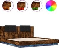 vidaXL Bedframe met hoofdbord en LED, gerookt eikenkleur, 200x200 cm