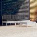 The Living Store Loungeset - Grenenhout - Wit - Antraciet - Modular - 63.5x63.5x62.5 - 63.5x63.5x28.5 - 60x60x5 - 60x32x5