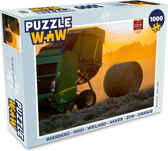 MuchoWow Puzzel Boerderij - Hooi - Weiland - Akker - Zon - Oranje - Legpuzzel - Puzzel 1000 stukjes volwassenen - Sinterklaas cadeautjes - Sinterklaas voor grote kinderen