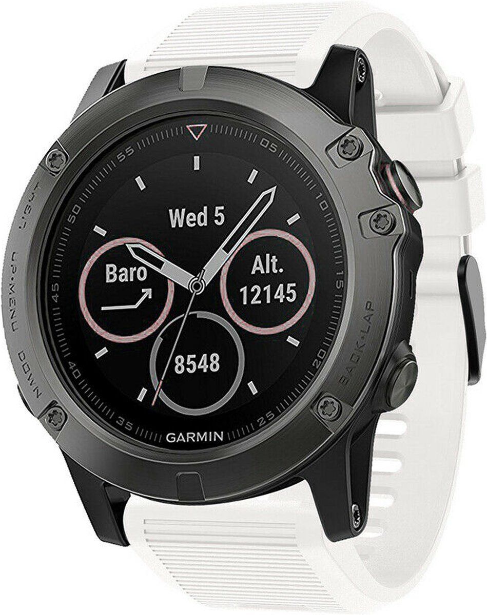 Strap-it Garmin Fenix 5x / 6x siliconen bandje - wit