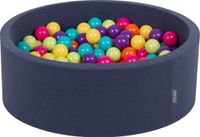 KiddyMoon Ballenbak voor kinderen Rond 90x30cm - 200 ballen ∅7cm - Speelgoed baby schuim - Baby ballenbad foam - Kunststof ballen - Ballenbak ballen - sensorische - Met schuimvulling - Blauw: Lichtgroen Geel Turkoois Oranje Donkerroze Violet