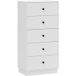 Mobliva Commode/buffet 5 tiroirs, bois composite style moderne, 47 x 29 x 95 cm, blanc