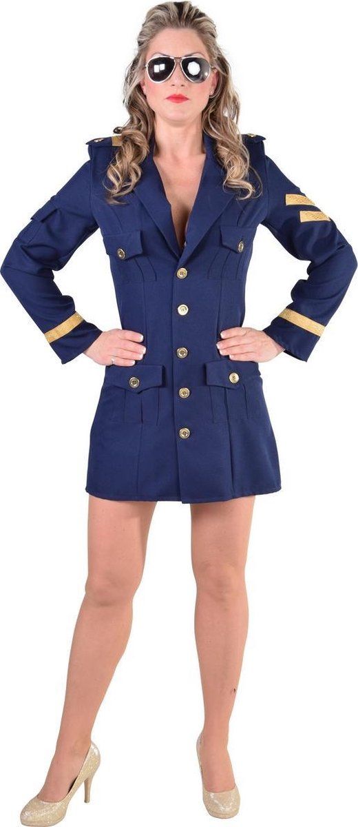 Magic by freddy Piloot & Luchtvaart Kostuum | Juffrouw Zijwind Boeing Piloot | Vrouw | Medium | Carnaval kostuum | Verkleedkleding