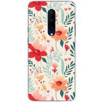 OnePlus Bedrukt siliconen hoesje compatibel met OnePlus 7 Pro Flower wall