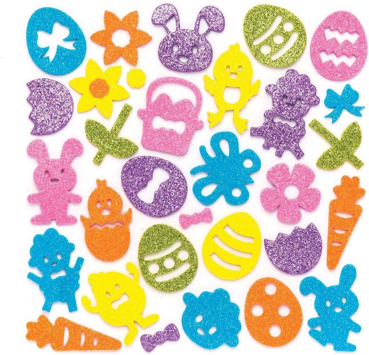 Baker Ross Foam-paasstickers met glitters (100 stuks)