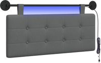 vidaXL Hangend Hoofdbord Met LED-verlichting Donkergrijs Stof