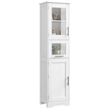 GarveeMore Badkamerkast, badkamermeubel, badkamerkast met deuren, verstelbare planken, smalle opbergkast voor badkamer, woonkamer, keuken, eetkamer