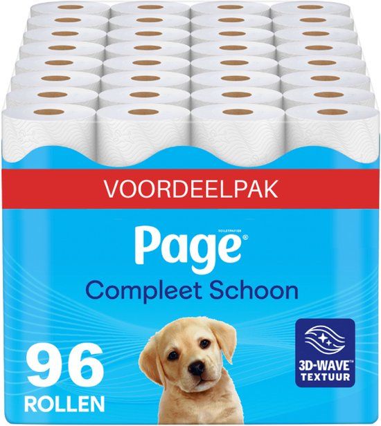 Page® Toilet Paper - Complete Clean Toilet Paper - 96 Rolls - With a Touch of Cotton - Value Pack