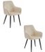 LEOBERT Set van 2 NANA eetkamerstoelen - Beige Fluweel – Zwarte Metalen Poten