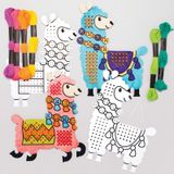 Kruissteekset - Lama - Kleurset - 5 stuks - 20 x 15 cm