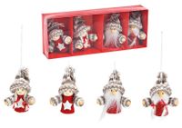 G. Wurm Kersthangers poppetjes/kerstmannetjes - 4x st - H8 cm - kunststof - kerstornamenten