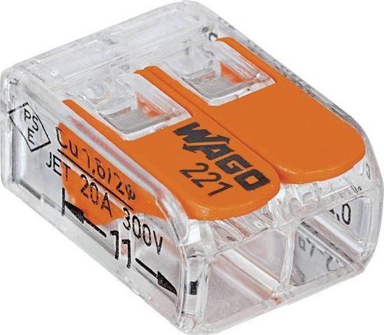 Wago 222-412 Snellasklemmen 2 voudig voor draad en snoer 50 stuks