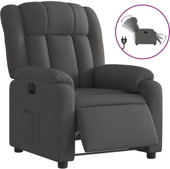 vidaXL Fauteuil elektrisch verstelbaar stof donkergrijs