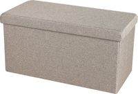 Urban Living Hocker bankje - poef dubbel zits - opbergbox - beige - polyester/mdf - 76 x 38 x 38 cm - opvouwbaar