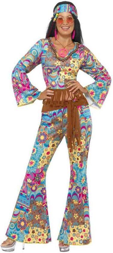 Smiffys Hippy Flower Power Costume - Blue - Size S