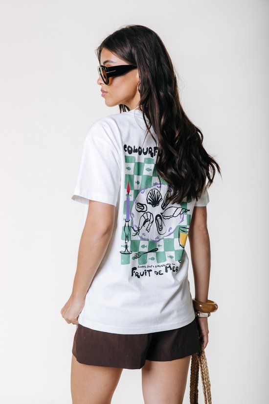 Colourful Rebel Fruit de Mer Loosefit Tee - Wit - Maat XL