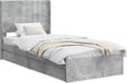 vidaXL Bedframe met opbergruimte en hoofdbord Betongrijs 90 x 190 cm