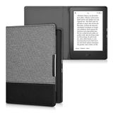 kwmobile hoes compatibel met Kobo Aura H2O Edition 1 - Canvas beschermhoes in donkergrijs/zwart - Voor e-reader