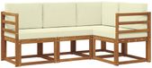 vidaXL - Salon d'angle - 4 places assises - Naturel et crème - Acacia bois