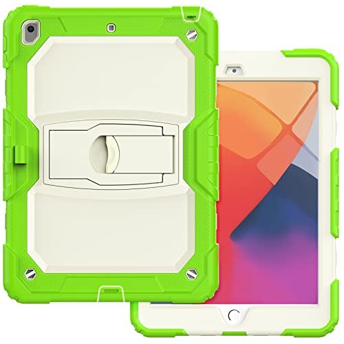 YEOU iPad 6/Air2 hoes met ondersteuning, duurzaam, hybrid, schokbestendig, bestendig, drie lagen, siliconen beschermhoes voor kindertablet (groene jade)