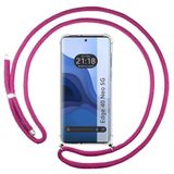Tumundosmartphone Transparante beschermhoes voor Motorola Edge 40 Neo 5G, met koord, fuchsia