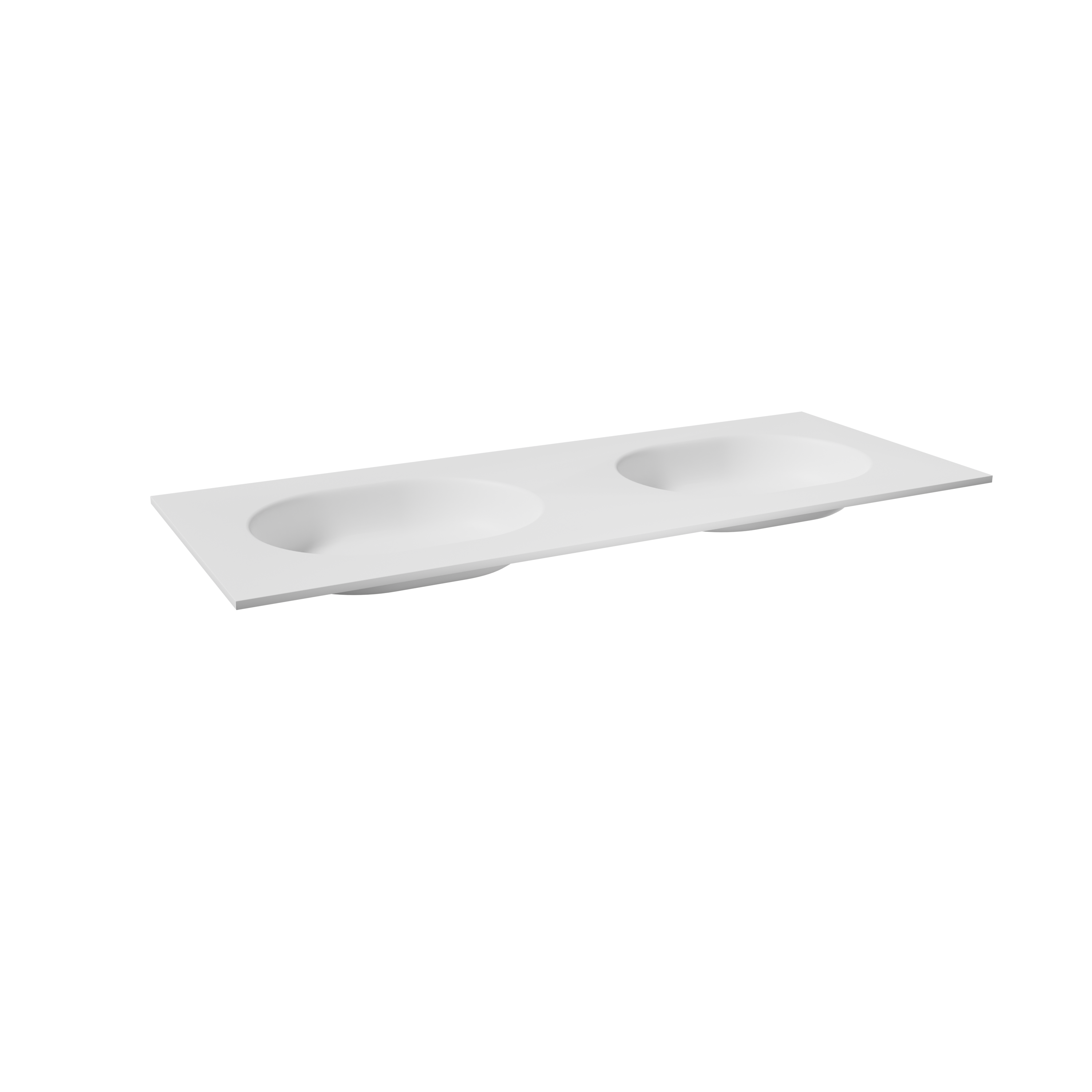 Balmani Tablo Oval dubbele wastafel mat witte Solid Surface 135 x 55,5 cm
