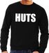 Bellatio Decorations HUTS tekst sweater zwart heren - heren trui HUTS XXL