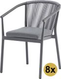AVH-Collectie Set van 8 Apollo dining tuinstoel rope stapelbaar Antraciet