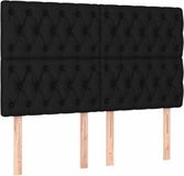 vidaXL Hoofdbord - Zwart - Stof - 160x7x118/128 cm