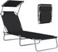 Outsunny Chaise longue Métal 187x58x36cm Noir