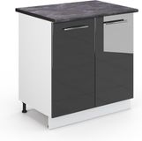 Vicco Keukenonderkast Fame-Line, Antraciet Hoogglans/Wit, 80 cm
