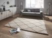 Mint rugs Hoogpolig vloerkleed geruit Feel - crème/koperbruin 80x150 cm