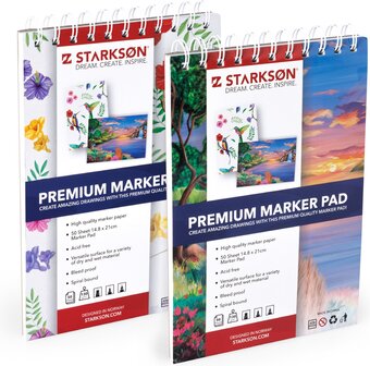 STARKSØN® 2 Stuks A5 Schetsboeken – Tekenblok & Schetsblok – Marker Papier voor Tekenen, Schetsen & Schilderen - wit