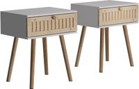 Vicco Holk Nachtkastje – Set van 2 Wit/dennenhout