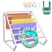 VEVOR Porte-serviettes de piscine, 8 barres, blanc, organisateur de rangement autoportant triangulaire, support en PVC au bord de la piscine, avec pinces, sac en filet et crochet, pour pagaies de plage