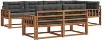 vidaXL - Hoek loungeset - 7 zitplekken - Natuurlijk en antraciet - Acacia hout