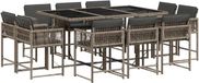 vidaXL 11-delige tuinset met kussens, grijs, polyrotan