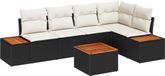 vidaXL Tuinbank Set 6-delig Zwart Polywood