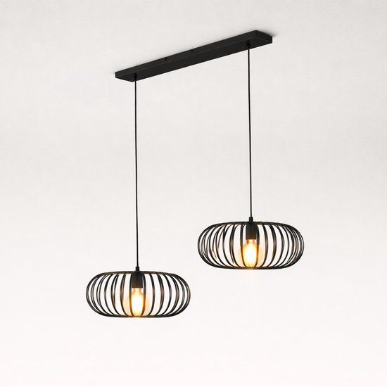 HOFTRONIC LED hanglamp cosmos – 2 spots – dimbaar – E27 fitting – mat zwart metaal – IP20 – 220-240V – design hanglamp woonkamer eetkamer keuken