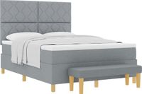 vidaXL Boxspring bed met kussens Lichtgrijs 200 x 160 cm Stof