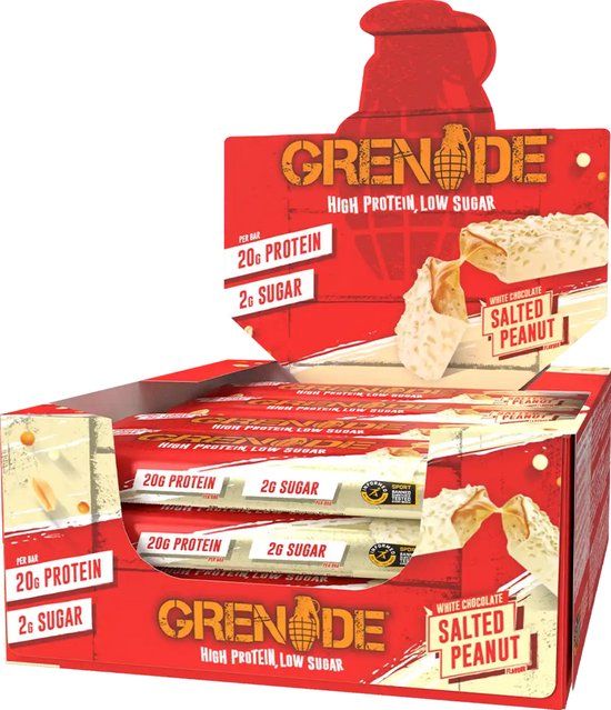 Grenade High Protein, Low Sugar Protein Bar White Chocolate Salted Peanut - 12 x 60g