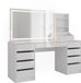 Vicco Table de maquillage avec lumière Sherry, Blanc/Blanc Laqué, 158,2 cm avec miroir LED