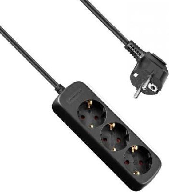 Allteq Stekkerdoos - 3-voudig - Zwart - 5 meter - Met randaarde