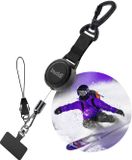 Buddi Secure Telefoonkoord voor Wintersport - Uittrekbaar koord - Skieën - Snowboarden - Hiken - Festival - Anti Diefstal Telefoon - Voor in de lift & piste - Zwart