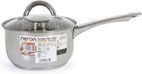 Neron Steelpan 2L RVS Zilver Rond Glas Deksel 16cm Inductie Vaatwasserbestendig