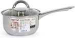 Neron Steelpan 2L RVS Zilver Rond Glas Deksel 16cm Inductie Vaatwasserbestendig