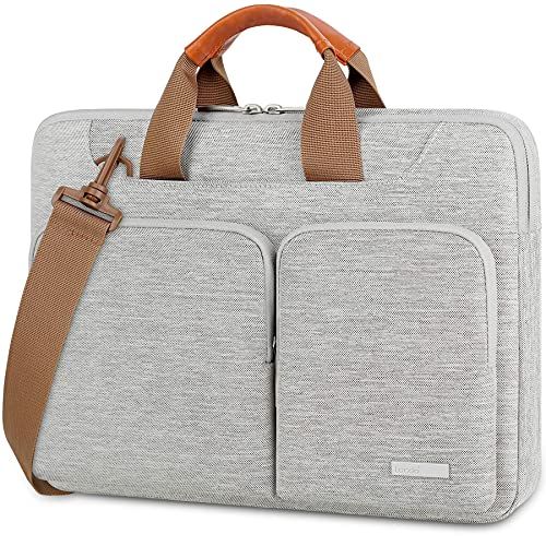 Lacdo 15,6-inch 360° laptop schoudertas Case voor 15,6" Lenovo Ideapad/ThinkPad, 15,6" ASUS VivoBook/ZenBook, 15,6" Acer Aspire 5 3/Chromebook 15, HP Envy 15, Dell Inspiron 15, grijs